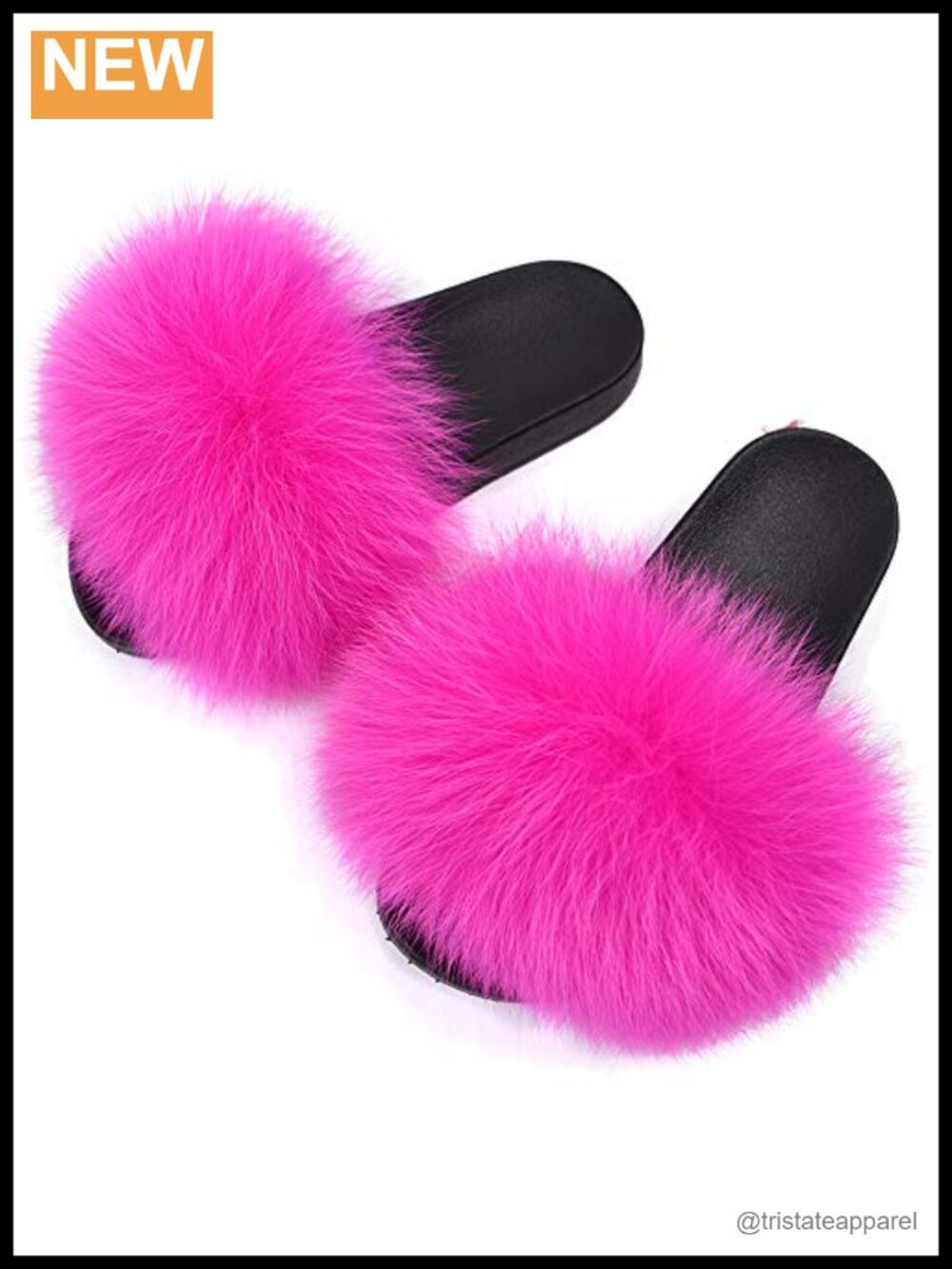 Real Fox Fur Slides Fluffy Slippers Open Toe Flat Sandals Women